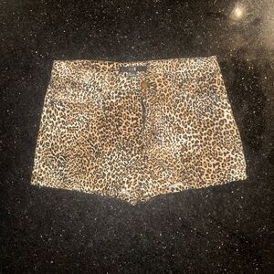 Forever 21 Leopard Print Jean Shorts - Brown, Black